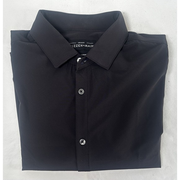 Mizzen + Main Leeward 2XL Standard Fit Solid Black Long Sleeve Button Down - Picture 8 of 8